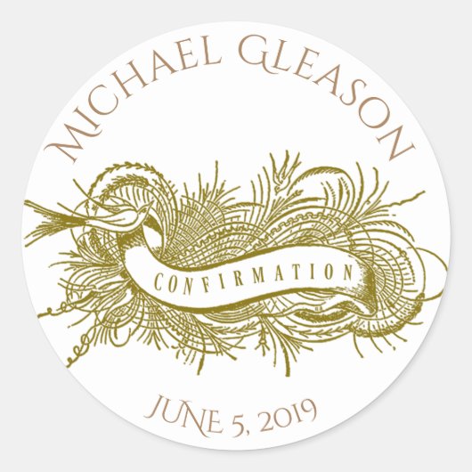 宗教金ゴールド聖餐式 ラウンドシール (正面)