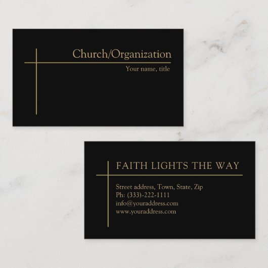 宗教金十字教会の牧師ミニマル主義者 名刺 (正面/裏面)