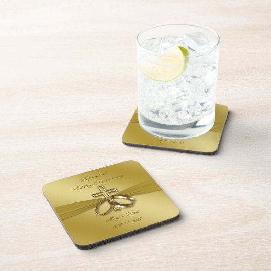 宗教金第50結婚記念日のコースター コースター (右側)