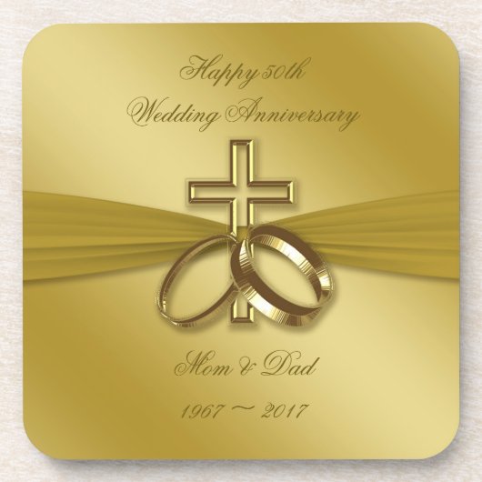 宗教金第50結婚記念日のコースター コースター (正面)