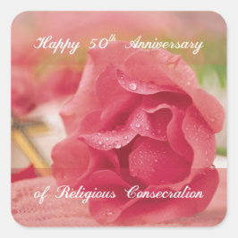 宗教開教50周年バラ スクエアシール