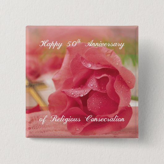 宗教開教50周年バラ 缶バッジ (正面)