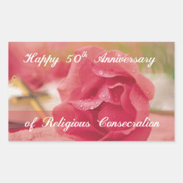 宗教開教50周年バラ 長方形シール