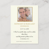 宗教黄金結婚記念日祈りの言葉カード 名刺 (裏面)