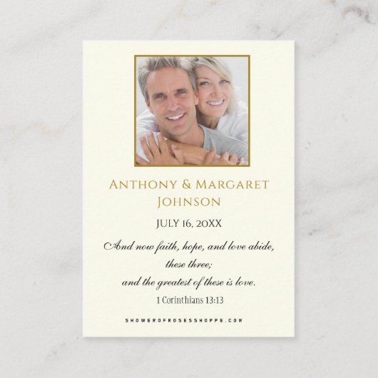 宗教黄金結婚記念日祈りの言葉カード 名刺 (裏面)