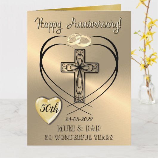 宗教50周年記念カード(ムームとパパ) カード (黄色い花)