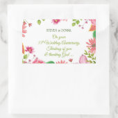 宗教55周年結婚の花 長方形シール (バッグ)