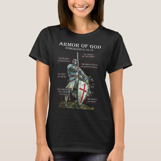 宗教Cへの神のバイブルカッコいい聖句の装甲 Tシャツ (正面)