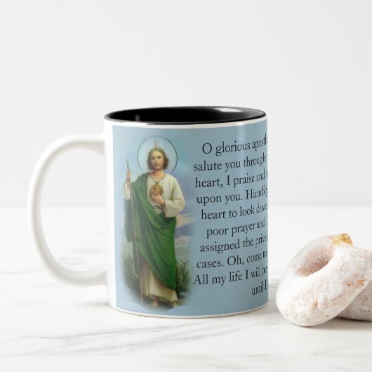 宗教St.ジュードのカトリック教の祈りの言葉 ツートーンマグカップ (ドーナツ)