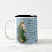 宗教St.ジュードのカトリック教の祈りの言葉 ツートーンマグカップ (左)