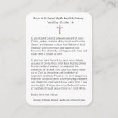 宗教St. Gerard Majellaの祈りの言葉の出産 名刺 (裏面)