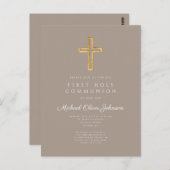 宗教Taupe Beige Boy First Communion ポストカード (正面/裏面)