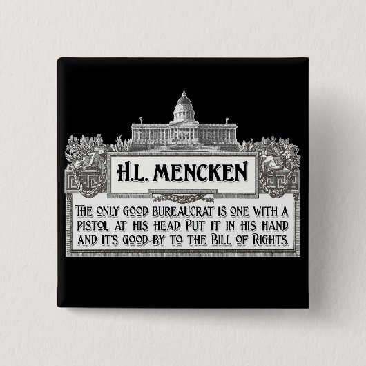 官吏のH.L.Mencken 缶バッジ (正面)