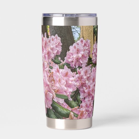 官能性ピンクシャクシャクナゲ開花フローラ 保温保冷タンブラー (背面)
