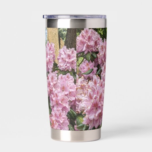 官能性ピンクシャクシャクナゲ開花フローラ 保温保冷タンブラー (右面)