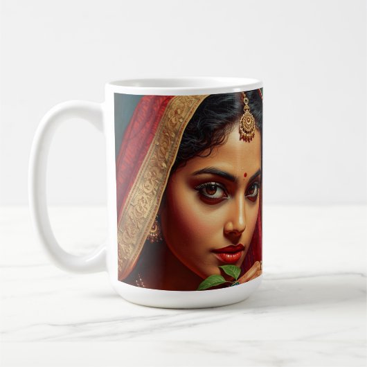 官能的なインドの紅茶摘み女子 コーヒーマグカップ (左)