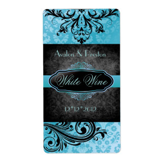 官能的なヴィンテージティール（緑がかった色）ス結婚クロールのワインラベル ラベル