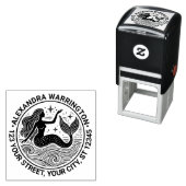 官能的な人魚が海の波で名前を返す住所 セルフインキングスタンプ (インサイチュ)