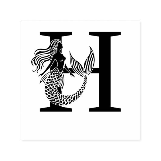 官能的な人魚 流れる髪のシングル大文字 セルフインキングスタンプ (デザイン)