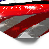 官能的な唇に浮かぶアメリカ国旗の口紅 ポスター (角)