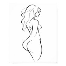 官能的な女性のボディラインアートミニマリストのスケッチ