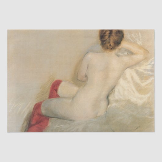 官能的な女性美しいと赤いストッキング 薄葉紙 (正面)