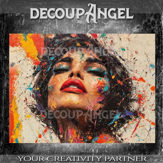 官能的鮮やか女性アーポップ・アートのト – horiz Decompage 薄葉紙