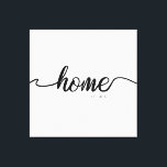 定パーソナライズされた定年 |ホーム キャンバスプリント<br><div class="desc">最初の家に引っ越した年は思い出すべきことがある。この黒モダン白デザインは、長い尾の振れエレガントを持つスクリプトフォントを特徴とする。自宅の装飾のために確立された年をパーソナライズ。</div>