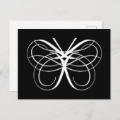 定型化かわいらしされた蝶のアウトライン(白) ポストカード (正面/裏面)