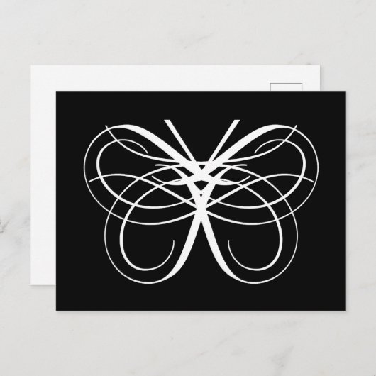 定型化かわいらしされた蝶のアウトライン（白） ポストカード (正面/裏面)