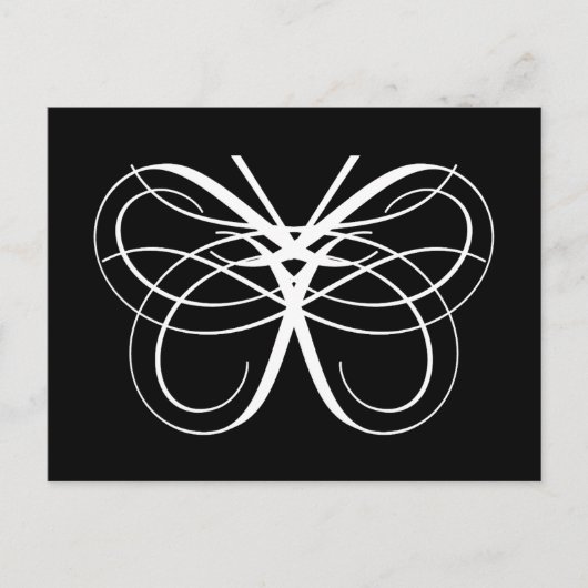 定型化かわいらしされた蝶のアウトライン(白) ポストカード (正面)