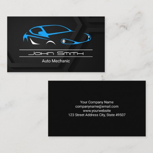 定型化されたオートスポーツカーロゴ 名刺 (正面/裏面)