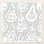 定型化されたカボチャの種子：シームレスなデザイン ガラスコースター (裏面)