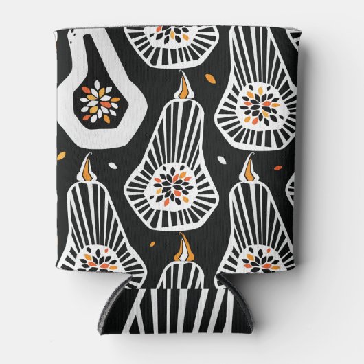 定型化されたカボチャの種子：シームレスなデザイン 缶クーラー (正面)