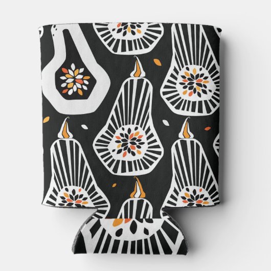 定型化されたカボチャの種子:シームレスなデザイン 缶クーラー (裏面)