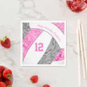 定型化されたピンクのグレーの女の子バレースポーツ スタンダードカクテルナプキン (インサイチュ)