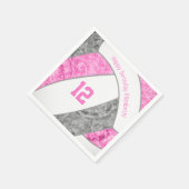 定型化されたピンクのグレーの女の子バレースポーツ スタンダードカクテルナプキン (角)