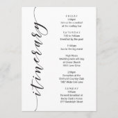 定型化された孔雀ウェルカムレター&旅程カード プログラム (裏面)