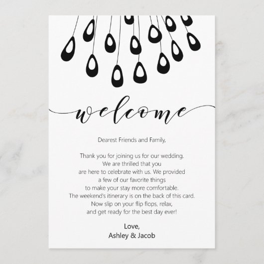 定型化された孔雀ウェルカムレター&旅程カード プログラム (正面)