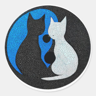 定型化された猫たち2匹 ラウンドシール