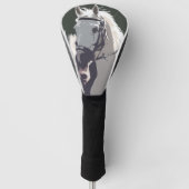 定型化された白馬頭のスケッチ ゴルフヘッドカバー (正面)