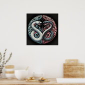 定型化したヘビ二匹 ポスター (キッチン)