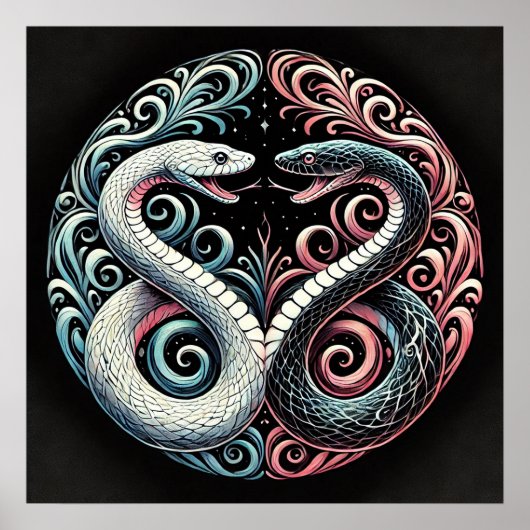 定型化したヘビ二匹 ポスター (正面)