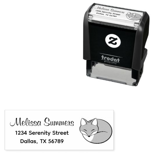 定型化エッチングされたスリープキツネアドレス セルフインキングスタンプ (インサイチュ)