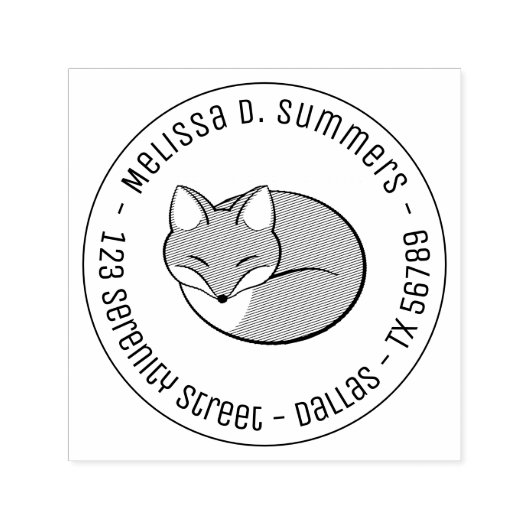 定型化エッチングされたスリープキツネラウンドアドレス1 セルフインキングスタンプ (デザイン)
