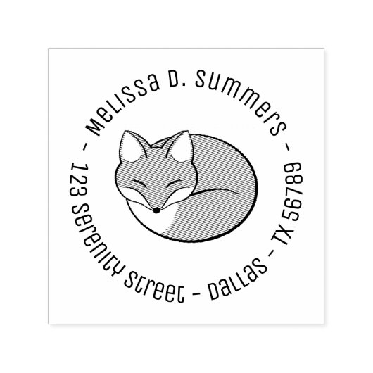 定型化エッチングされたスリープキツネラウンドアドレス2 セルフインキングスタンプ (デザイン)