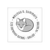 定型化エッチングされたスリープキツネラウンドアドレス4 ラバースタンプ (インプリント)