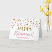 定年おめでとうピンク金ゴールド点 カード (黄色い花)