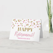 定年おめでとうピンク金ゴールド点 カード (正面)