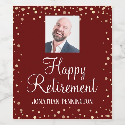 定年おめでとう フォト ファン コンフェッティ ワインラベル (シングルラベル)